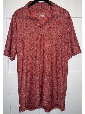 Under Armour Polo Shirt Heat Gear Loose Fit Men's Sz MT Orange Heather